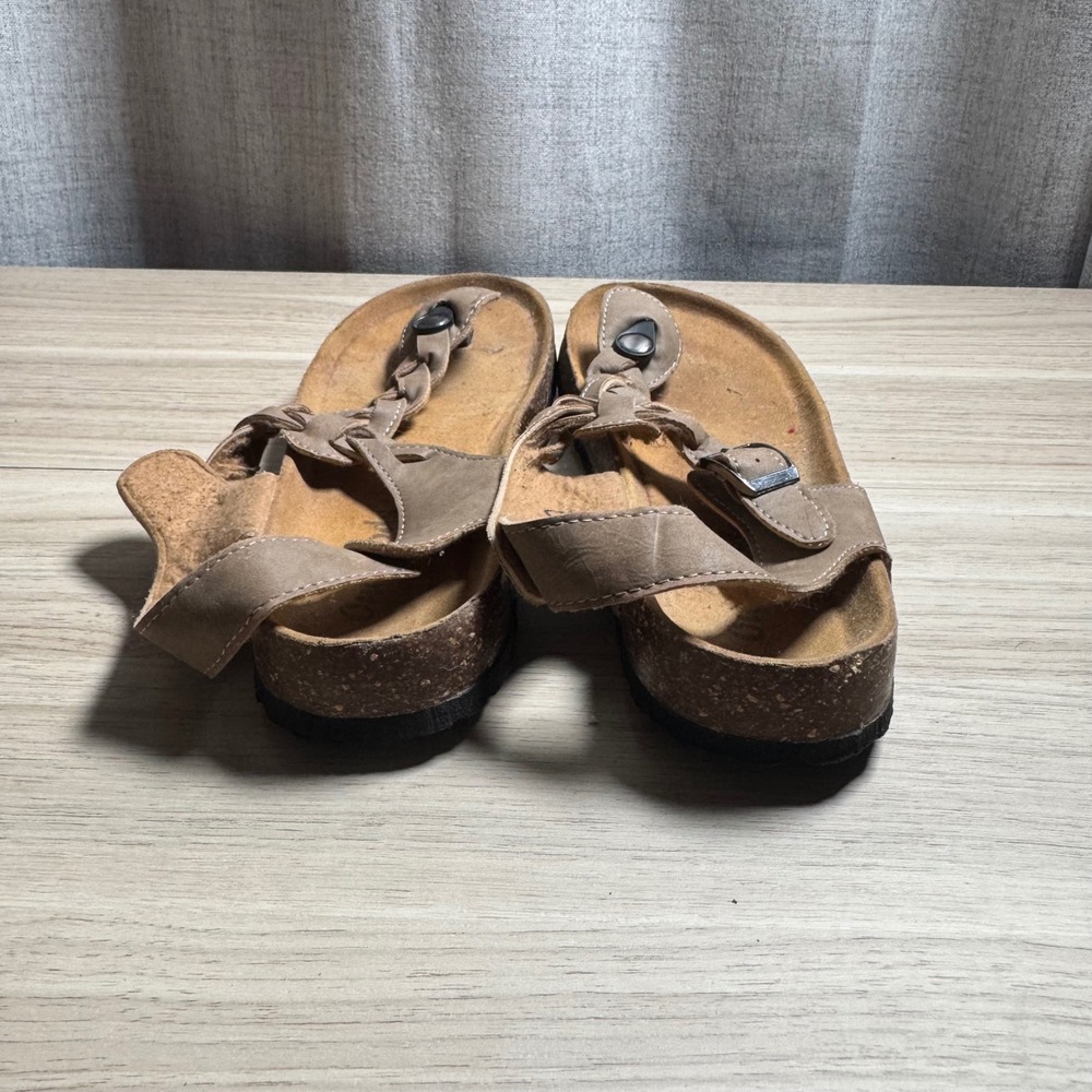 Outwoods Women's Tan Braided Thong Cork‎ Footbed Sandals Size 9 Beach Vacation - Picture 5 of 7